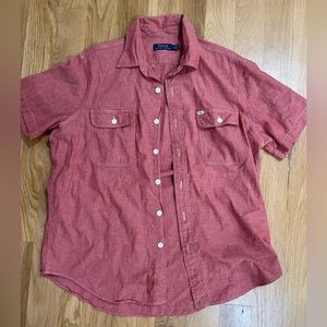 POLO RALPH LAUREN men’s button down short sleeve salmon colored top